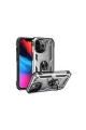 Apple İphone 13 Pro Kılıf Sofya Yüzüklü Silikon Kapak - Gümüş