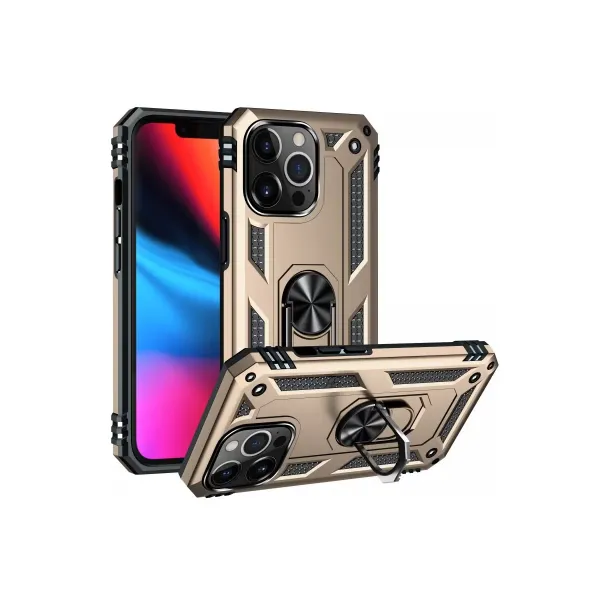 Apple İphone 13 Pro Kılıf Sofya Yüzüklü Silikon Kapak - Gold