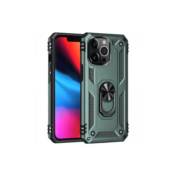 Apple İphone 13 Pro Kılıf Sofya Yüzüklü Silikon Kapak - Yeşil