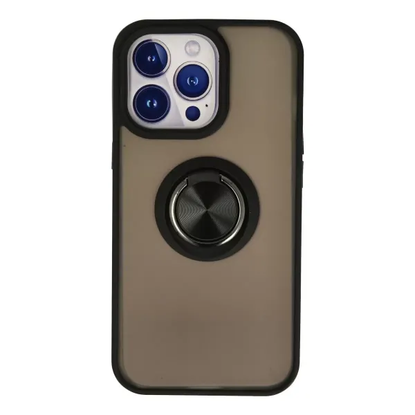 Apple İphone 13 Pro Kılıf Montreal Yüzüklü Silikon Kapak - Siyah