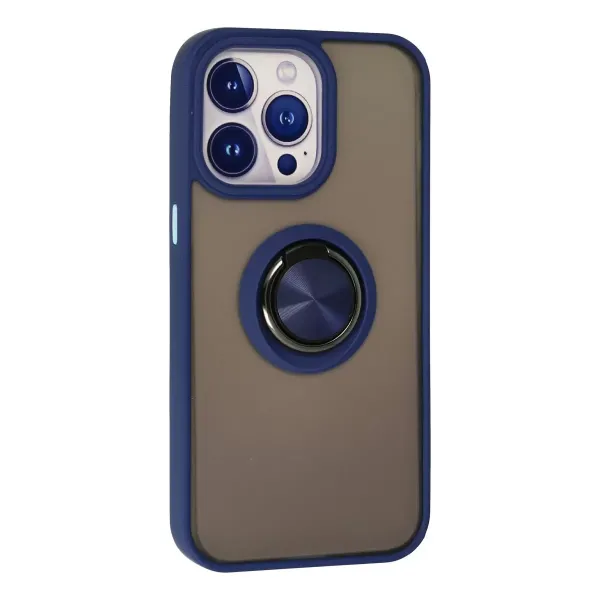 Apple İphone 13 Pro Max Kılıf Montreal Yüzüklü Silikon Kapak - Lacivert