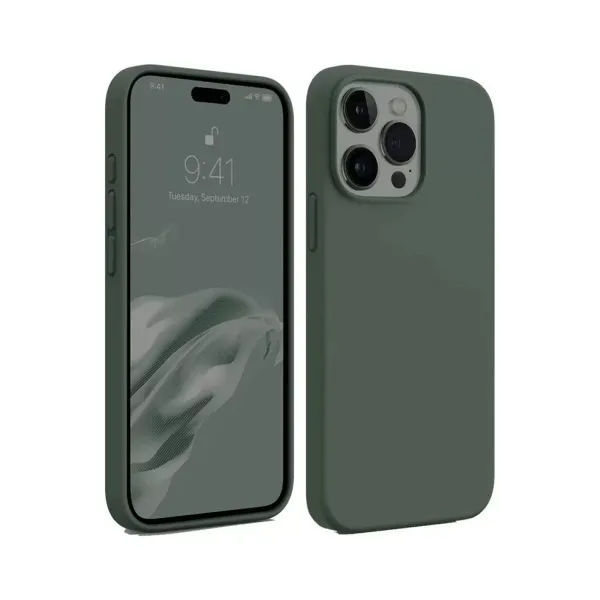 Apple İphone 15 Pro Max Kılıf First Silikon - Koyu Yeşil