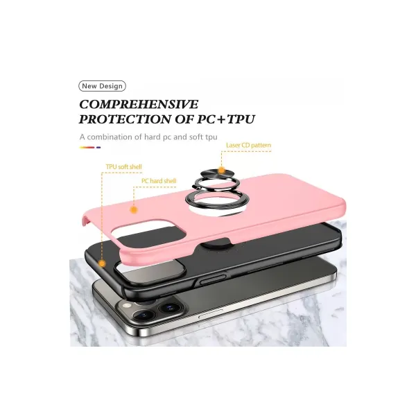 Apple İphone 13 Pro Kılıf Elit Yüzüklü Kapak - Pembe