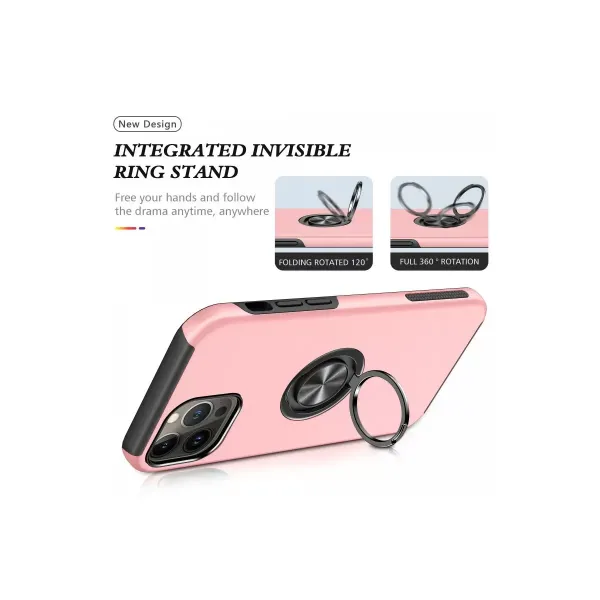 Apple İphone 13 Pro Kılıf Elit Yüzüklü Kapak - Pembe