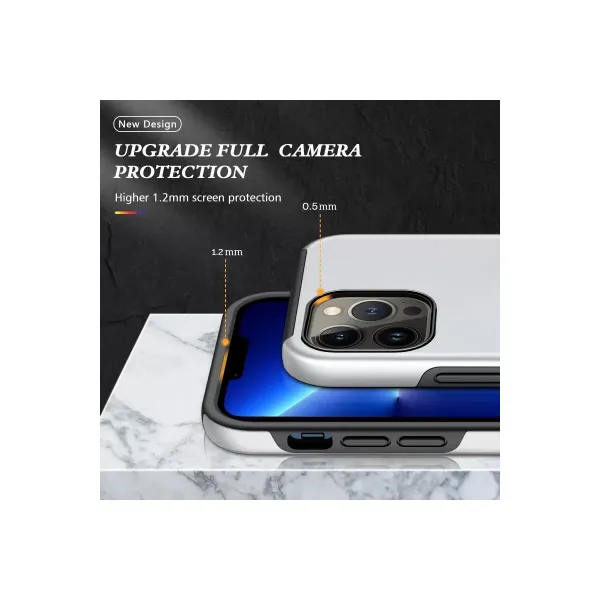 Apple İphone 13 Pro Kılıf Elit Yüzüklü Kapak - Gümüş