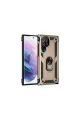 Samsung Galaxy S23 Ultra Kılıf Sofya Yüzüklü Silikon Kapak - Gold
