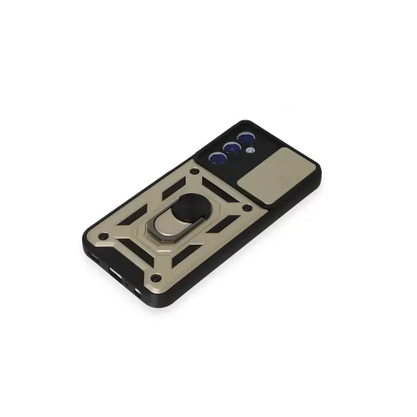 Samsung Galaxy M34 5g Kılıf Pars Lens Yüzüklü Silikon - Gold