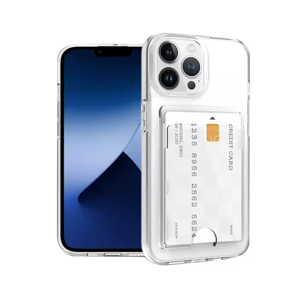 Apple İphone 13 Pro Kılıf Kart Şeffaf Silikon - Şeffaf