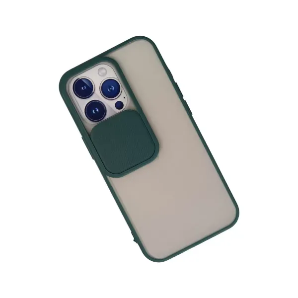 Apple İphone 13 Pro Kılıf Palm Buzlu Kamera Sürgülü Silikon - Yeşil