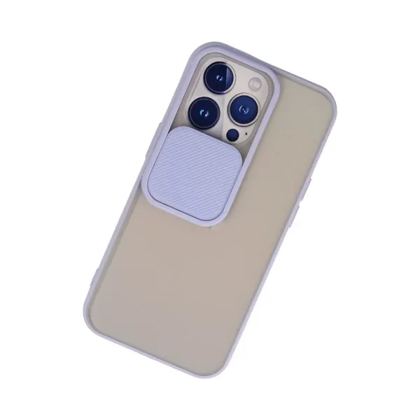 Apple İphone 13 Pro Kılıf Palm Buzlu Kamera Sürgülü Silikon - Lila