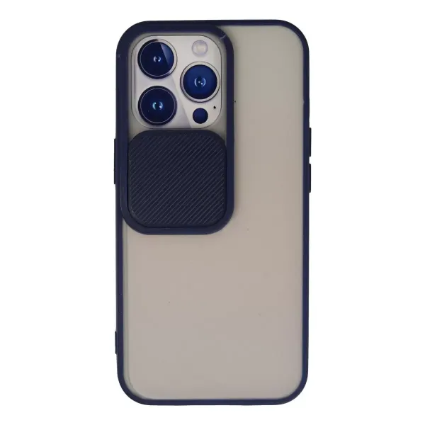 Apple İphone 13 Pro Kılıf Palm Buzlu Kamera Sürgülü Silikon - Lacivert