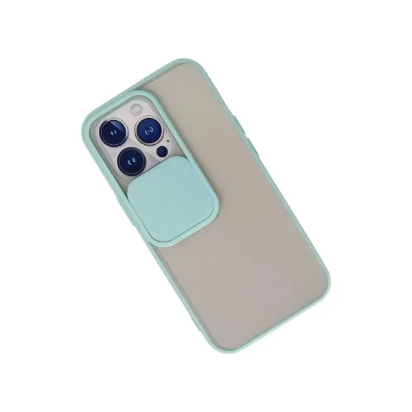 Apple İphone 13 Pro Kılıf Palm Buzlu Kamera Sürgülü Silikon - Turkuaz