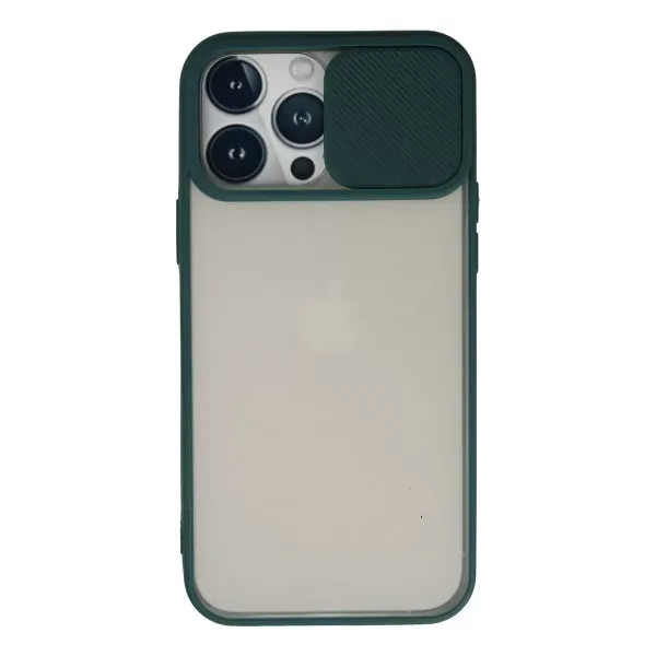 Apple İphone 13 Pro Max Kılıf Palm Buzlu Kamera Sürgülü Silikon - Yeşil
