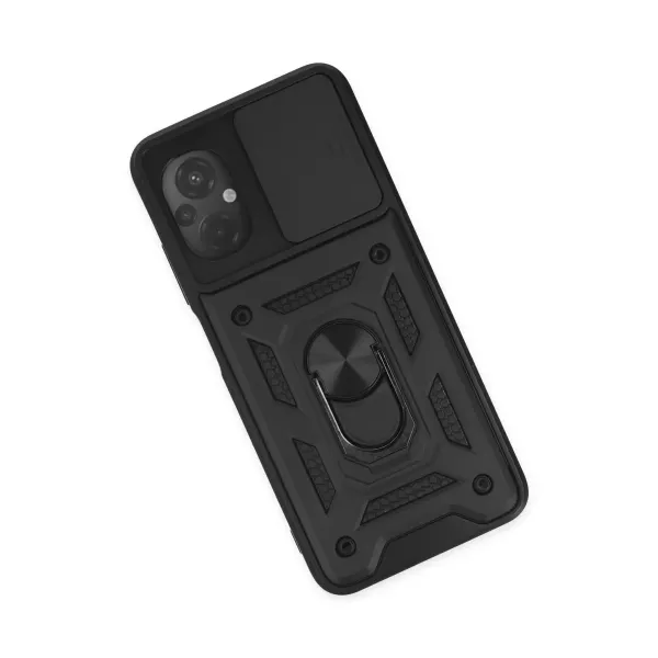 Xiaomi Poco M5 Kılıf Pars Lens Yüzüklü Silikon - Siyah