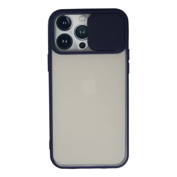 Apple İphone 13 Pro Max Kılıf Palm Buzlu Kamera Sürgülü Silikon - Lacivert