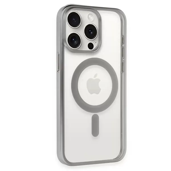 Apple İphone 15 Pro Kılıf Erozi Magsafe Kapak - Gümüş