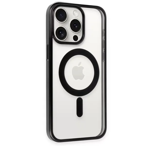 Apple İphone 15 Pro Max Kılıf Erozi Magsafe Kapak - Siyah