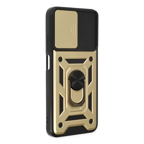 Xiaomi Poco M5 Kılıf Pars Lens Yüzüklü Silikon - Gold