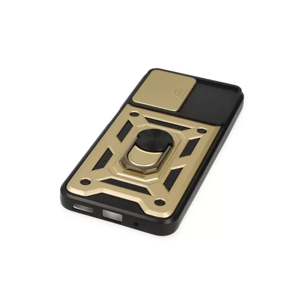 Xiaomi Poco M5 Kılıf Pars Lens Yüzüklü Silikon - Gold