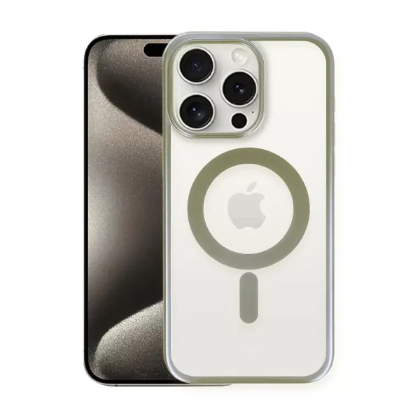 Apple İphone 15 Pro Max Kılıf Erozi Magsafe Kapak - Gri