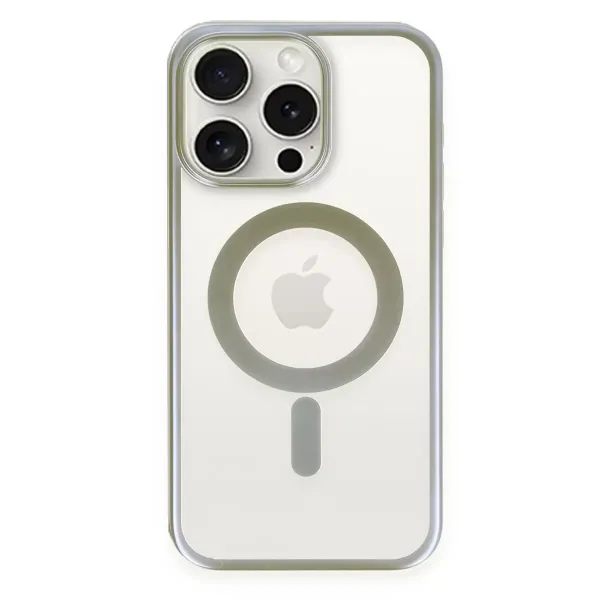 Apple İphone 15 Pro Max Kılıf Erozi Magsafe Kapak - Gri