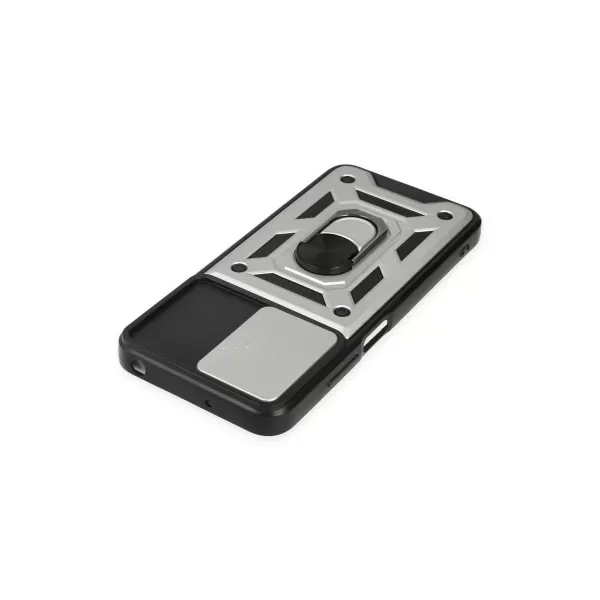 Xiaomi Poco M5 Kılıf Pars Lens Yüzüklü Silikon - Gümüş