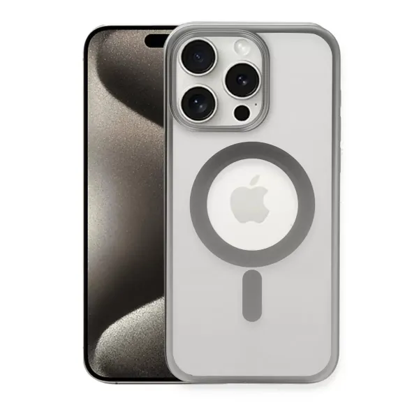 Apple İphone 15 Pro Max Kılıf Erozi Magsafe Kapak - Gümüş