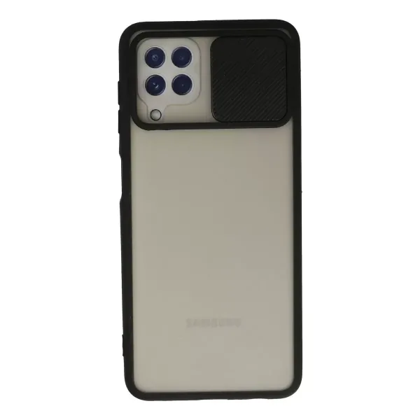 Samsung Galaxy A22 Kılıf Palm Buzlu Kamera Sürgülü Silikon - Siyah