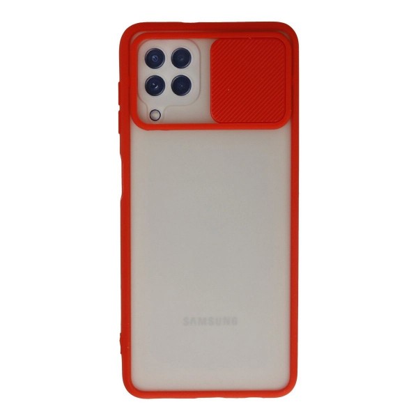 Samsung Galaxy A22 Kılıf Palm Buzlu Kamera Sürgülü Silikon - Kırmızı
