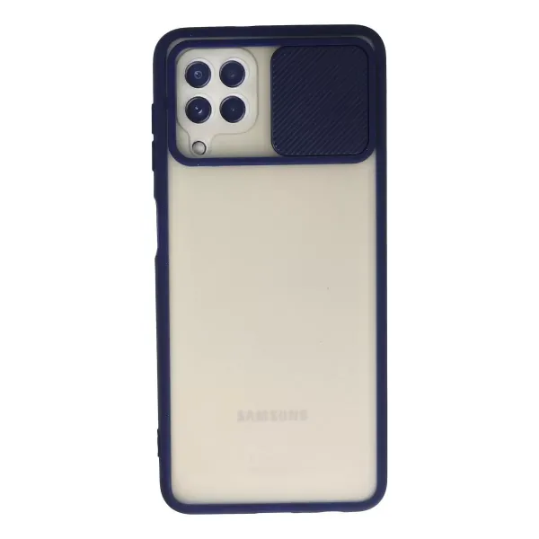 Samsung Galaxy A22 Kılıf Palm Buzlu Kamera Sürgülü Silikon - Lacivert