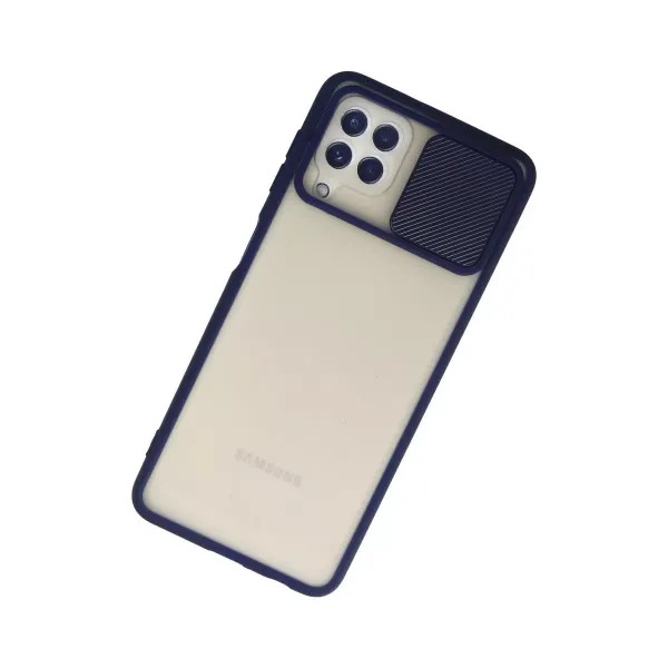 Samsung Galaxy A22 Kılıf Palm Buzlu Kamera Sürgülü Silikon - Lacivert