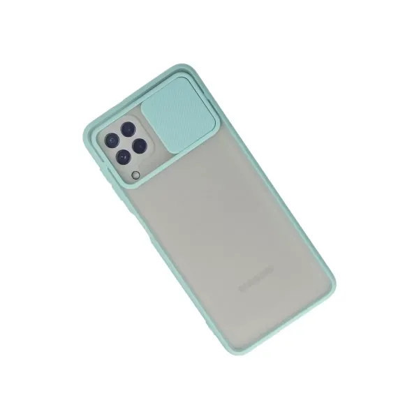 Samsung Galaxy A22 Kılıf Palm Buzlu Kamera Sürgülü Silikon - Turkuaz