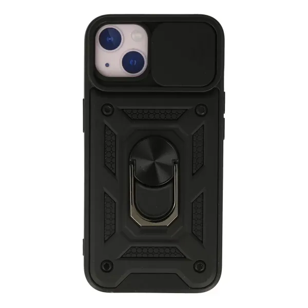 Apple İphone 13 Kılıf Pars Lens Yüzüklü Silikon - Siyah