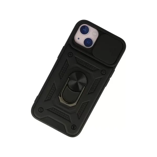 Apple İphone 13 Kılıf Pars Lens Yüzüklü Silikon - Siyah