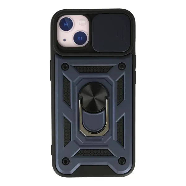 Apple İphone 13 Kılıf Pars Lens Yüzüklü Silikon - Lacivert