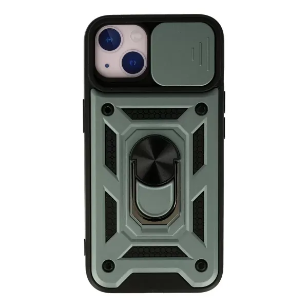 Apple İphone 13 Kılıf Pars Lens Yüzüklü Silikon - Yeşil