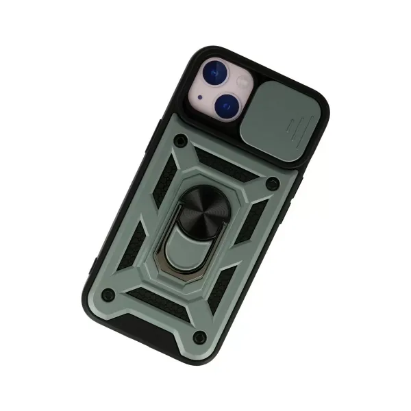 Apple İphone 13 Kılıf Pars Lens Yüzüklü Silikon - Yeşil