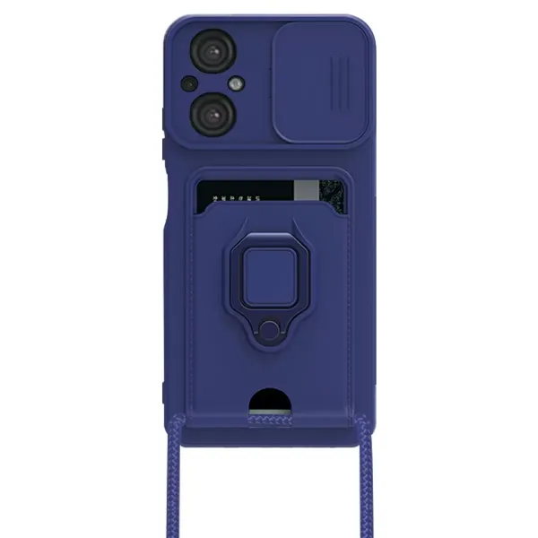 Xiaomi Poco M5 Kılıf Zuma Kartvizitli Yüzüklü Silikon - Lacivert