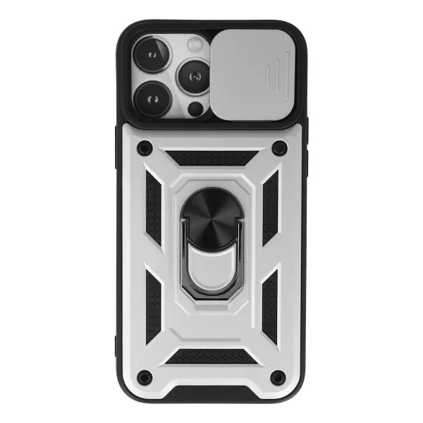 Apple İphone 13 Pro Max Kılıf Pars Lens Yüzüklü Silikon - Gümüş