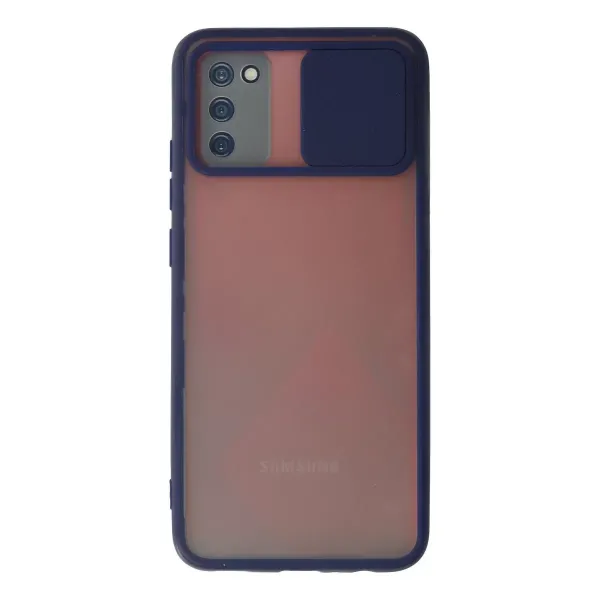 Samsung Galaxy A03s Kılıf Palm Buzlu Kamera Sürgülü Silikon - Lacivert