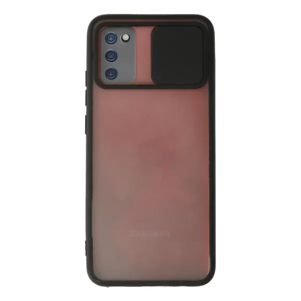 Samsung Galaxy A03s Kılıf Palm Buzlu Kamera Sürgülü Silikon - Siyah