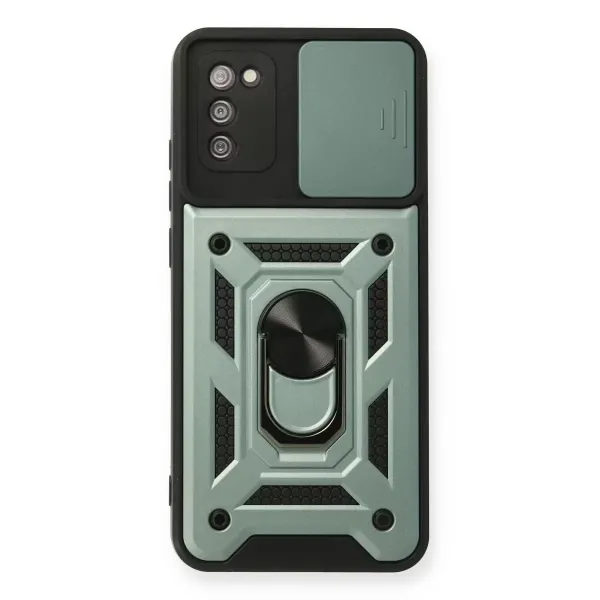 Samsung Galaxy A03s Kılıf Pars Lens Yüzüklü Silikon - Yeşil