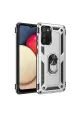 Samsung Galaxy A03s Kılıf Sofya Yüzüklü Silikon Kapak - Gümüş