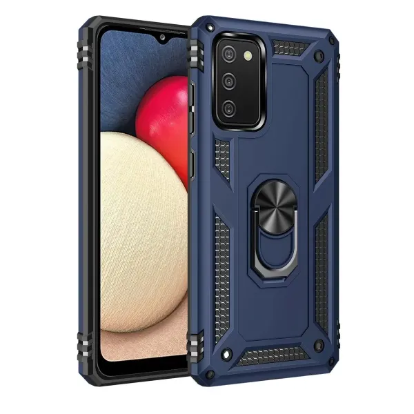 Samsung Galaxy A03s Kılıf Sofya Yüzüklü Silikon Kapak - Lacivert
