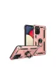 Samsung Galaxy A03s Kılıf Sofya Yüzüklü Silikon Kapak - Rose