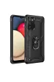 Samsung Galaxy A03s Kılıf Sofya Yüzüklü Silikon Kapak - Siyah