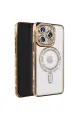Apple İphone 16 Pro Max Kılıf Joke Simli Magneticsafe Kılıf - Gold