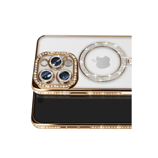 Apple İphone 16 Pro Max Kılıf Joke Simli Magneticsafe Kılıf - Gold