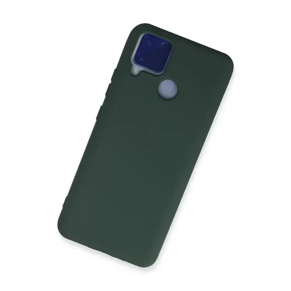 Realme C15 Kılıf Nano İçi Kadife Silikon - Koyu Yeşil
