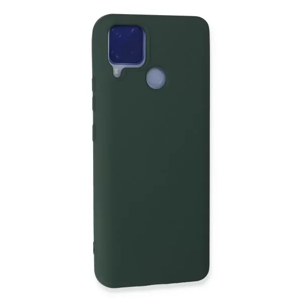 Realme C15 Kılıf Nano İçi Kadife Silikon - Koyu Yeşil